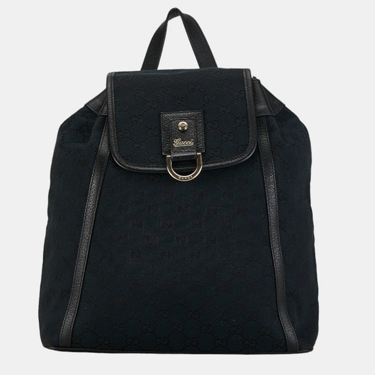 Gucci Black Canvas GG Canvas Drawstring Backpack