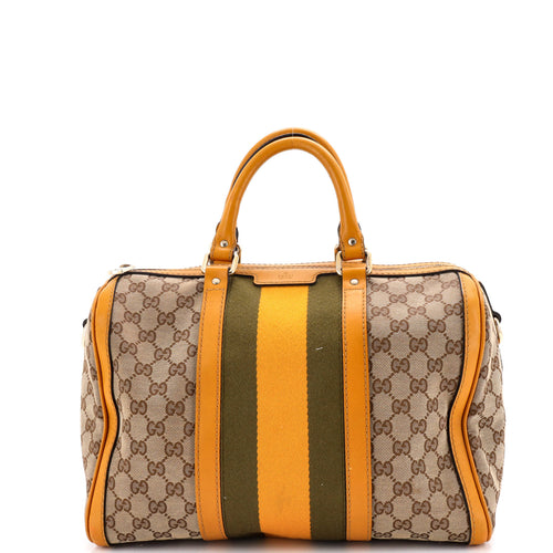 GUCCI Vintage Web Boston Bag GG Canvas Medium