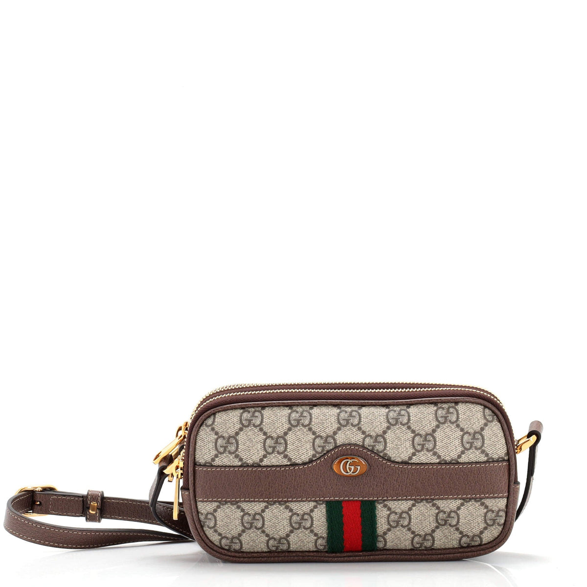 Gucci GUCCI Ophidia Triple Zip Crossbody Bag GG Coated Canvas Mini