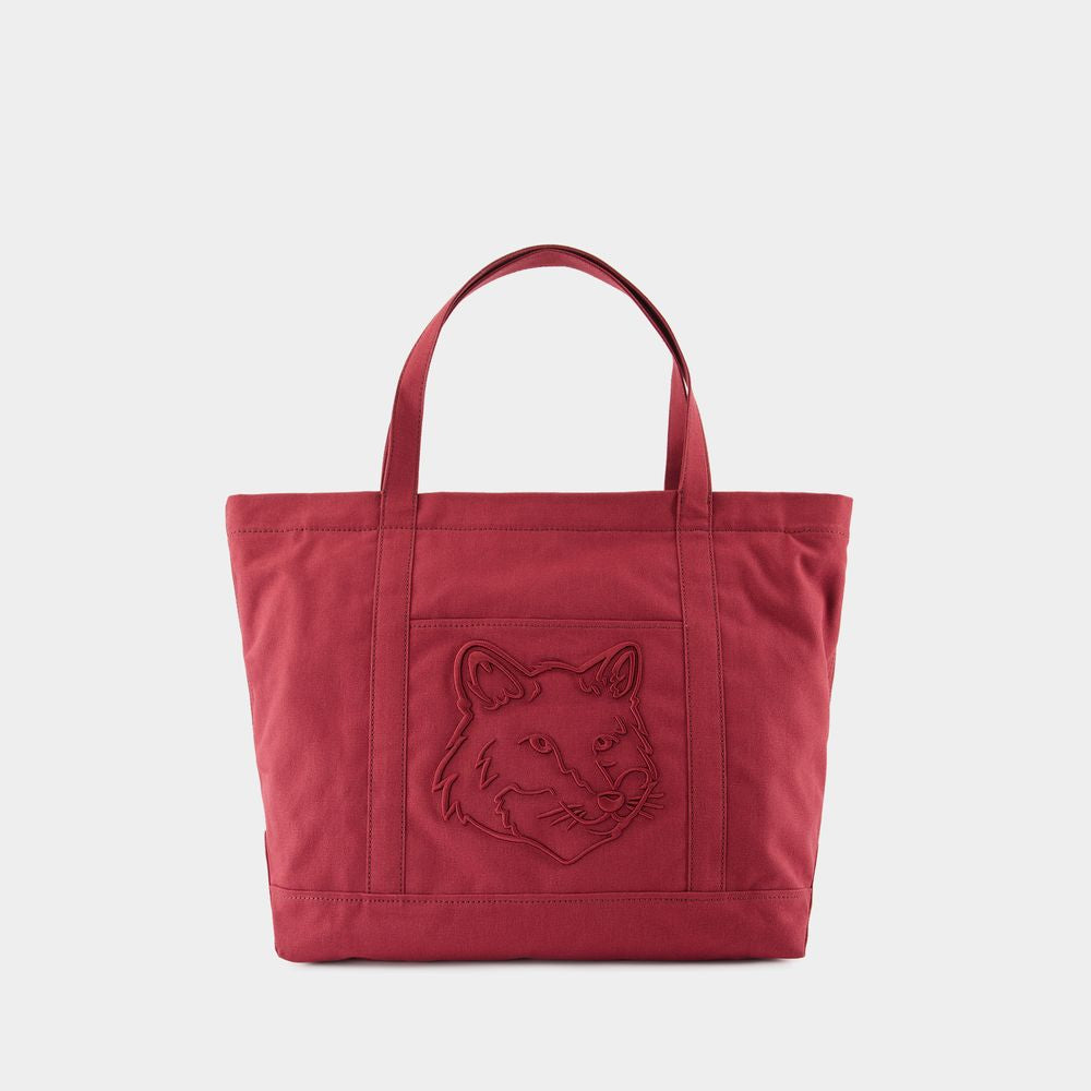 Maison KitsunÃ© Women's Fox Head Large Shopper Bag in Red | LW05104WW0107 Color P677