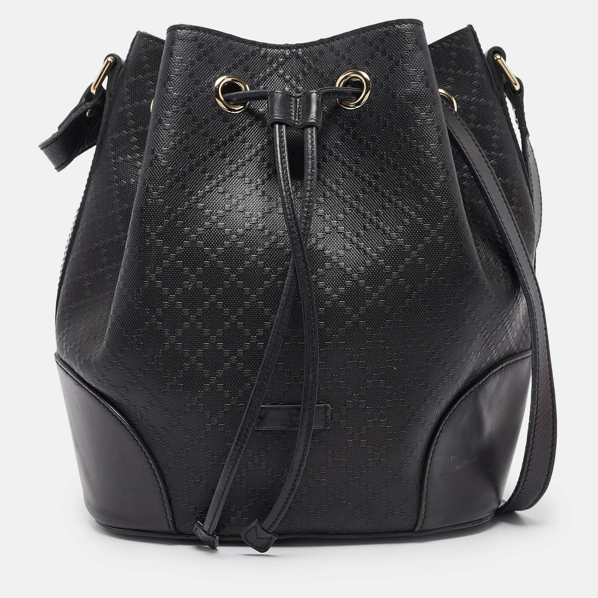 Gucci Black Diamante Leather Hilary Bucket Bag