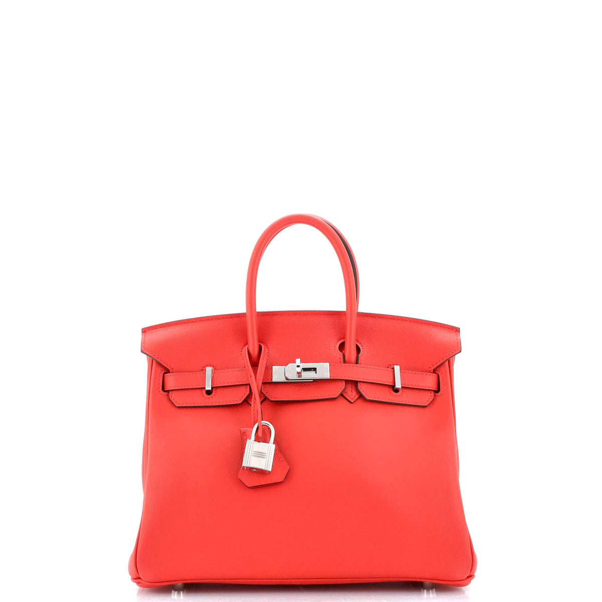 Hermès Birkin Handbag Rouge Tomate Swift with Palladium Hardware 25