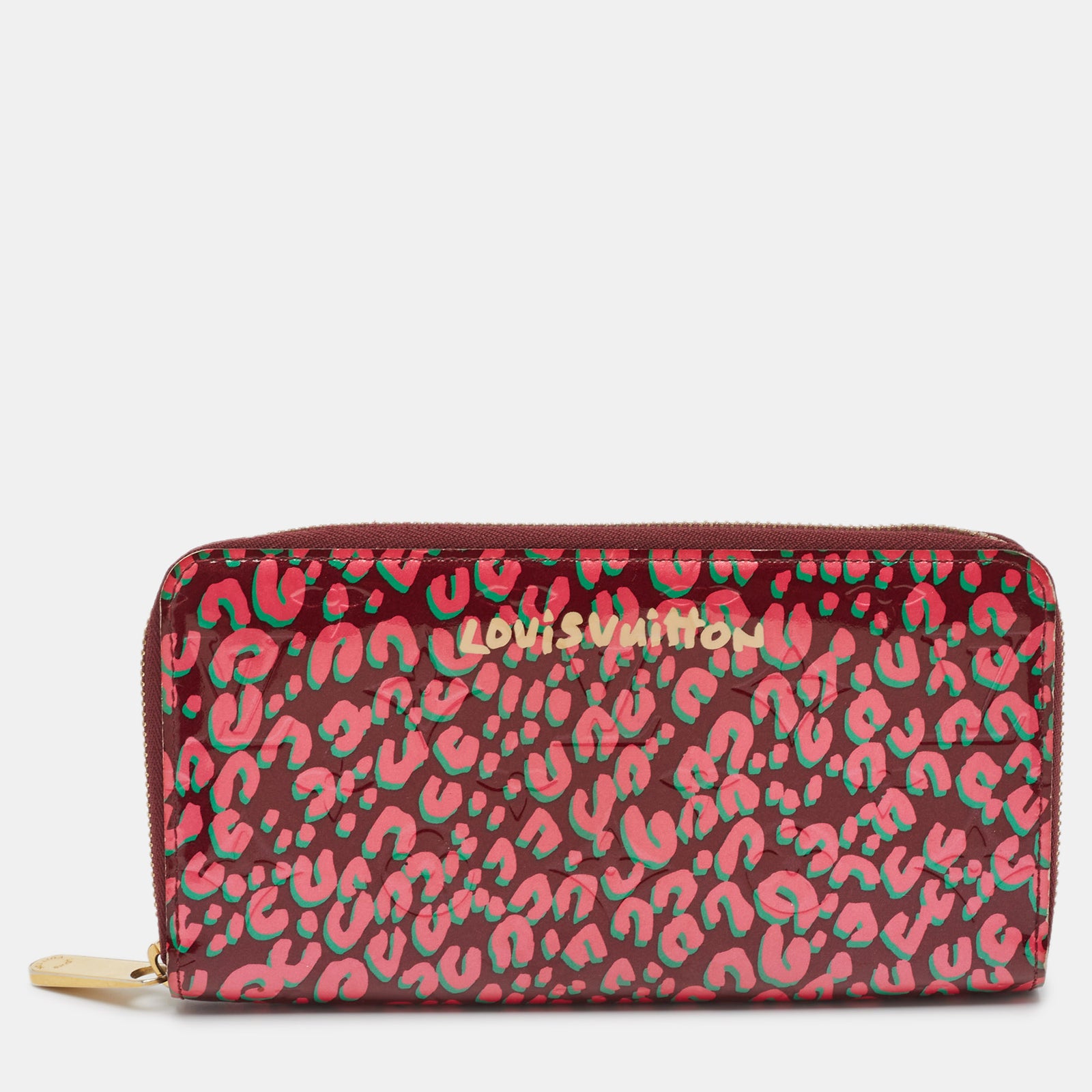 Louis Vuitton Rouge Fauviste Monogram Vernis Leopard Zippy Portemonnaie