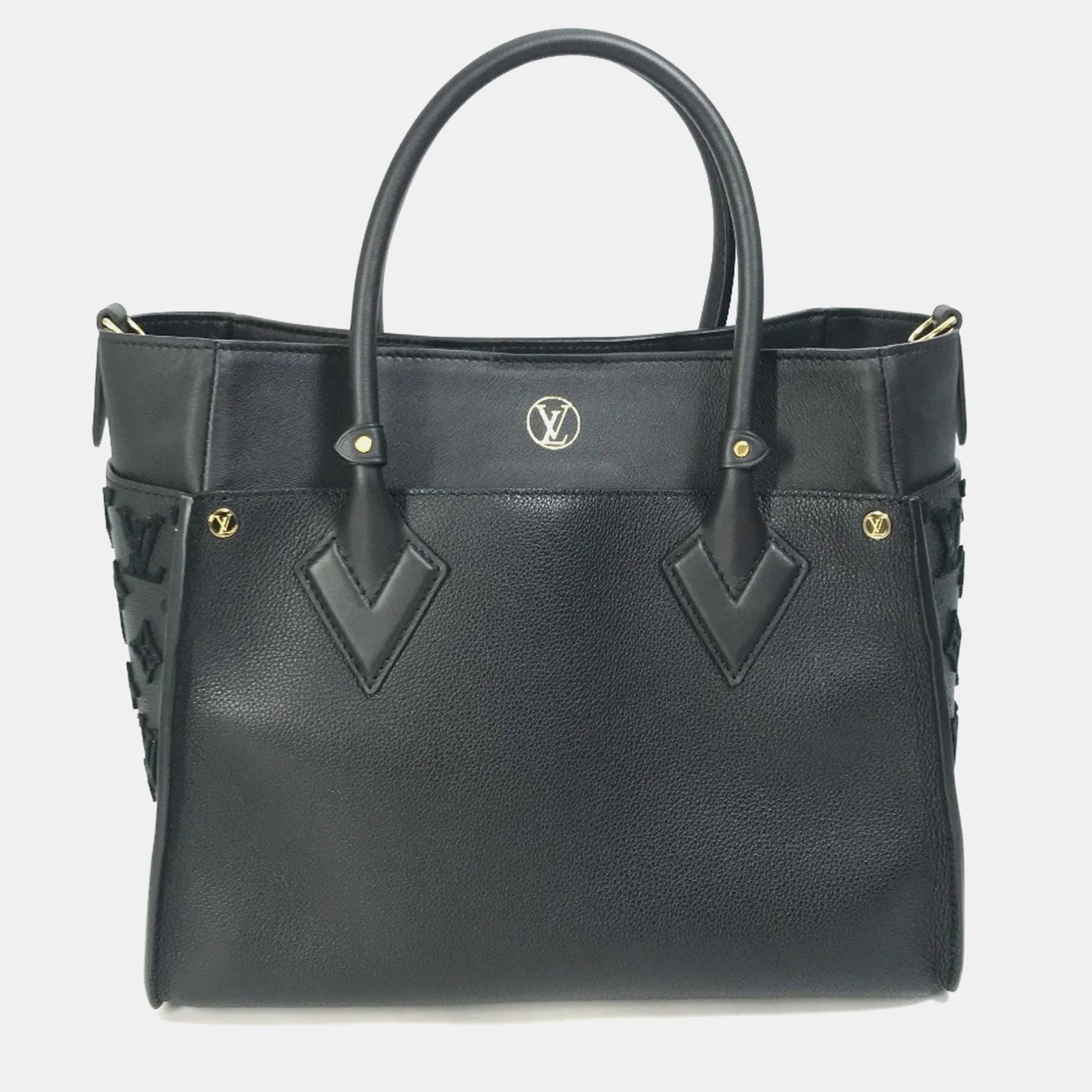 Louis Vuitton Sac fourre-tout en cuir noir monogrammé On My Side MM