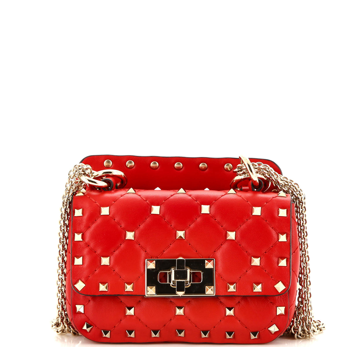 Valentino Garavani VALENTINO GARAVANI Rockstud Spike Flap Bag Quilted Leather Micro