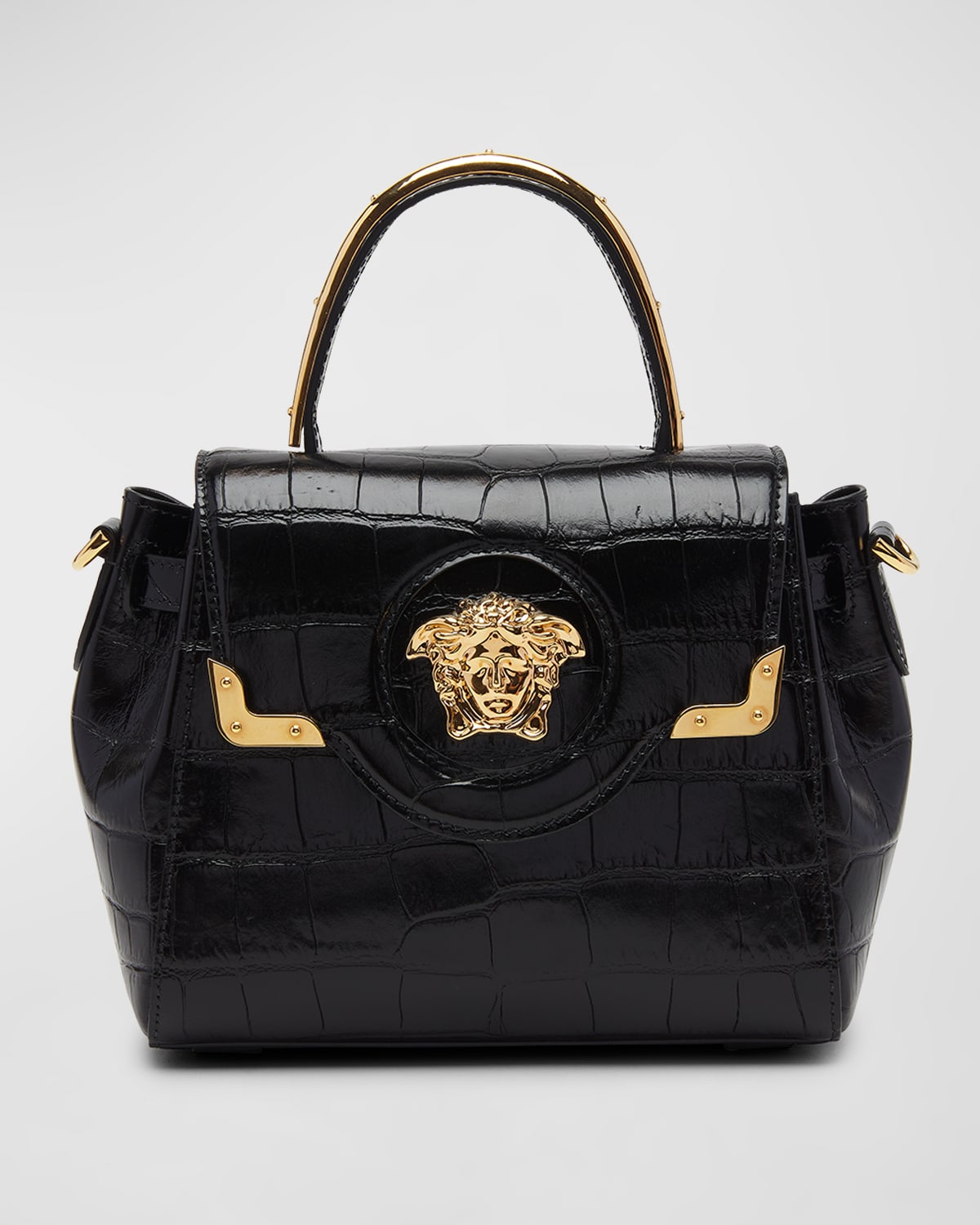 Boss La Medusa Small Croc-Embossed Top-Handle bAG