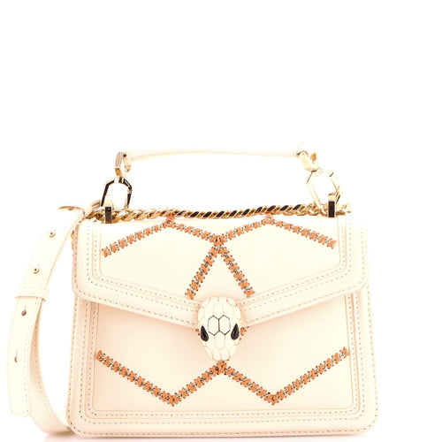 BVLGARI Serpenti Forever Shoulder Bag Whipstitched Leather Small