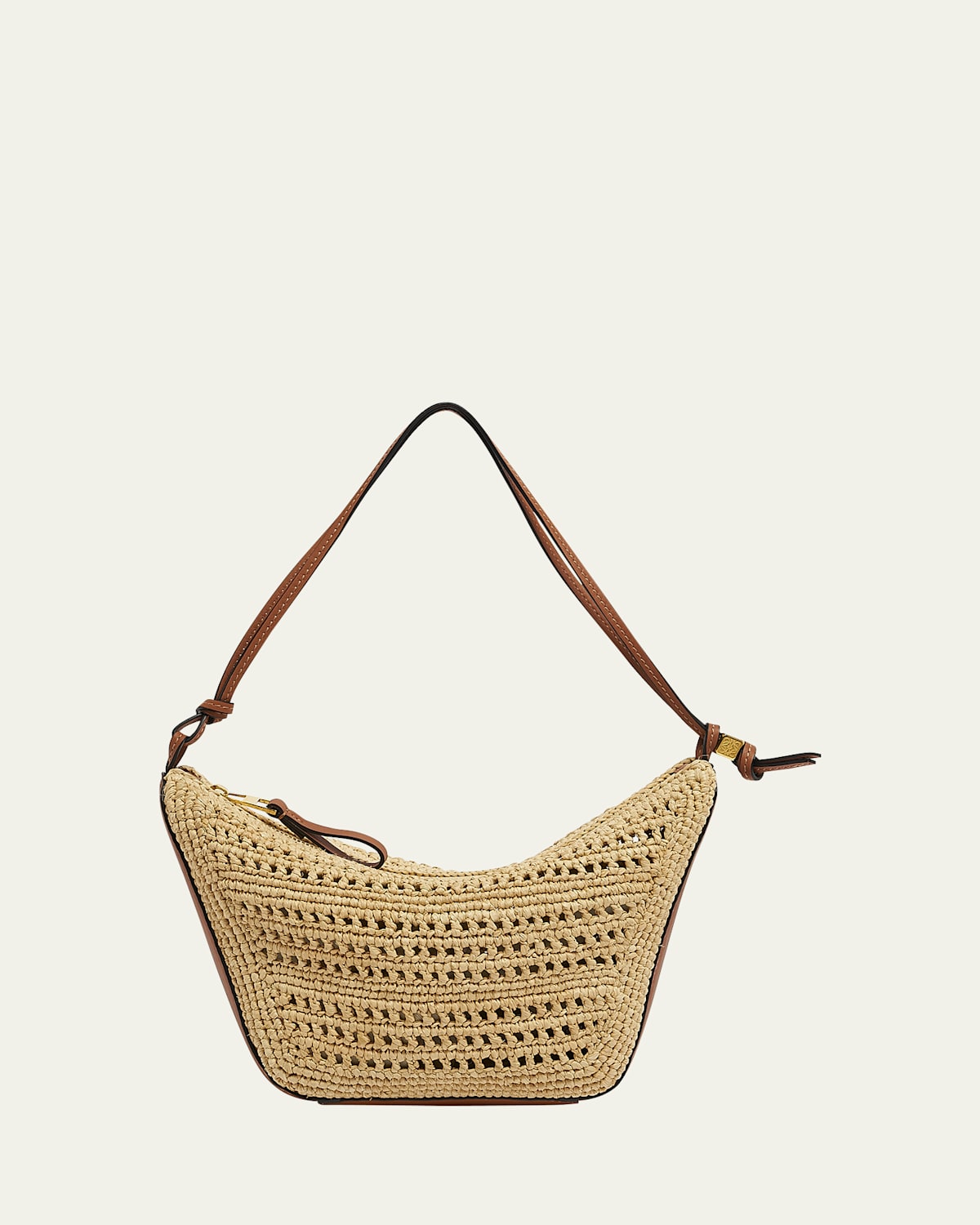 Loewe x Paula's Ibiza Hammock Mini Hobo Bag in Raffia with Leather Strap