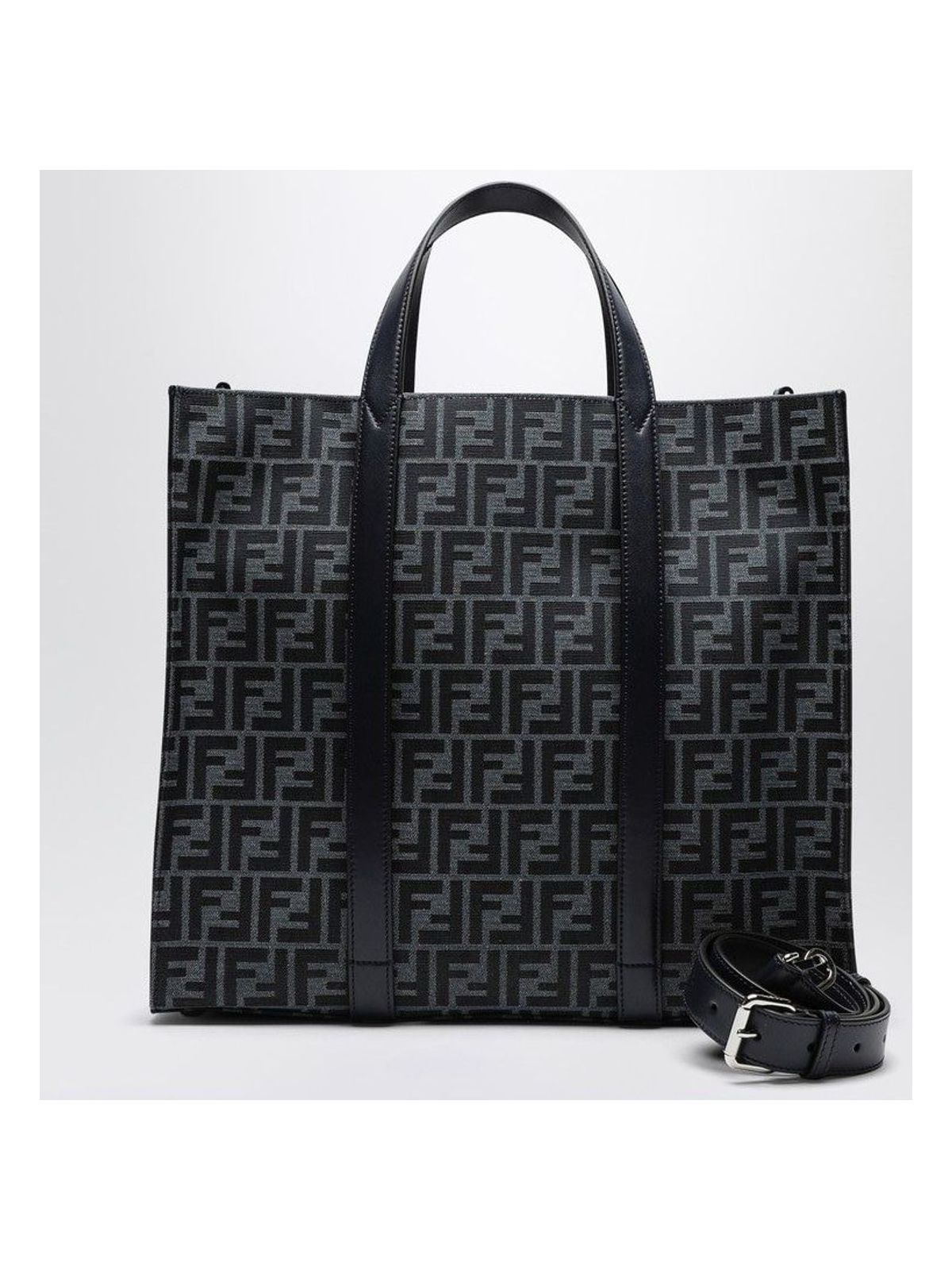 Fendi Men's Ff Jacquard Tote Bag in Blue | Size UNICA | 7VA390AG0M