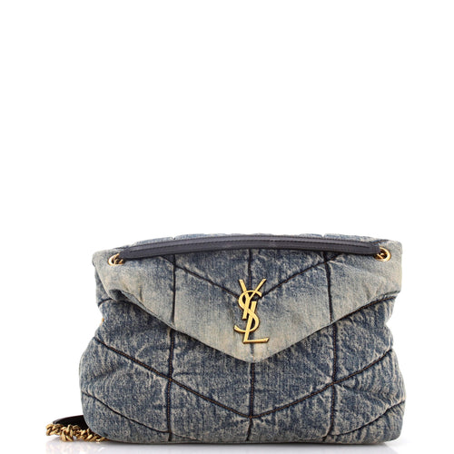 Loulou Puffer Shoulder Bag Quilted Vintage Denim Medium