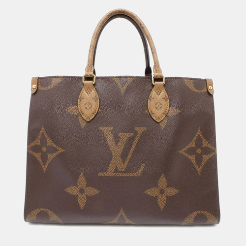 Red Monogram Onthego Reverse Canvas Monogram Giant Bag Size MM
