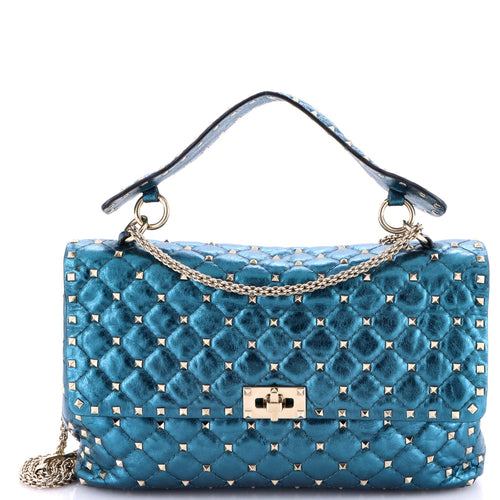 VALENTINO GARAVANI Rockstud Spike Flap Bag Quilted Leather Large