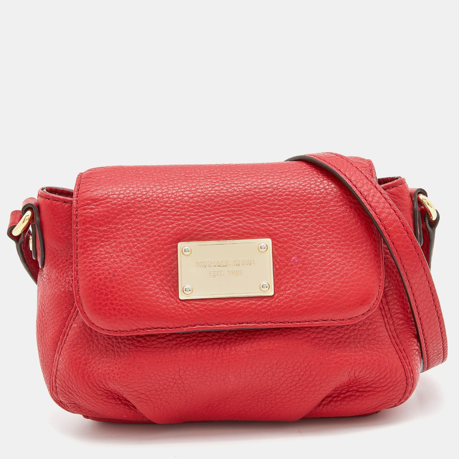 Michael Kors Red Leather Flap Crossbody Bag