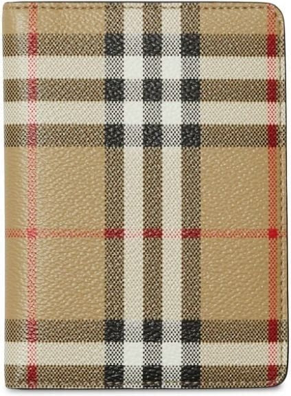 Burberry Men's Checked Motif Passport Holder in Brown | Size UNICA | 8073975