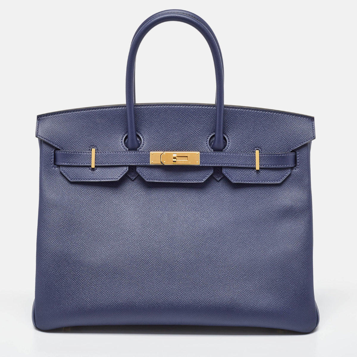 Hermès Blue Saphir Epsom Leather Gold Finish Birkin 35 Bag