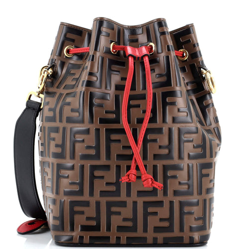 FENDI Mon Tresor Bucket Bag Zucca Embossed Leather Small