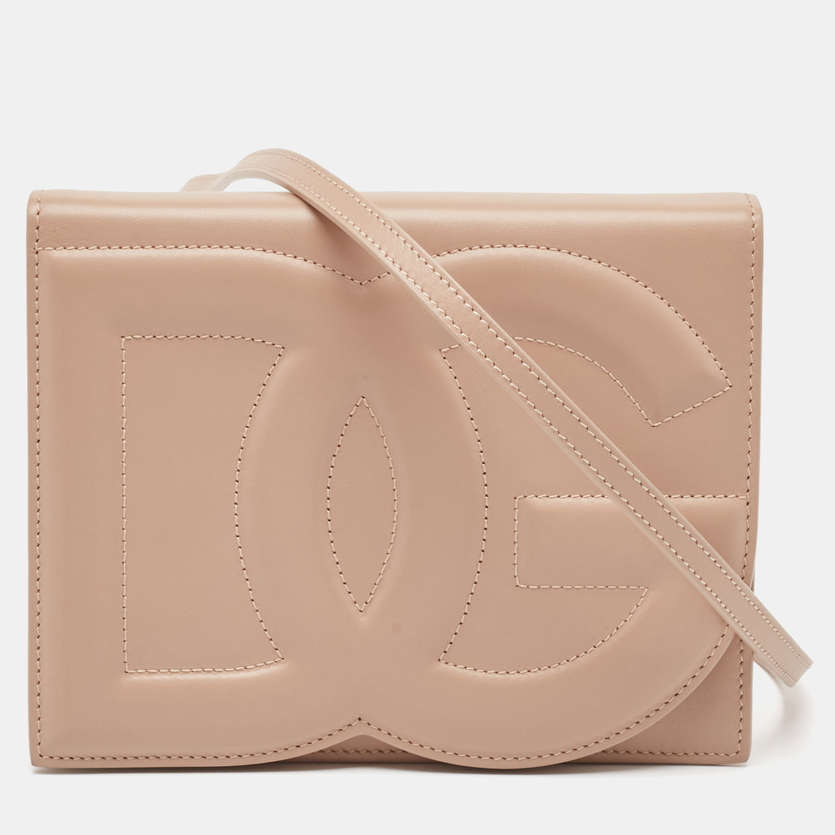 Dolce & Gabbana Beige Leather DG Logo Crossbody Bag