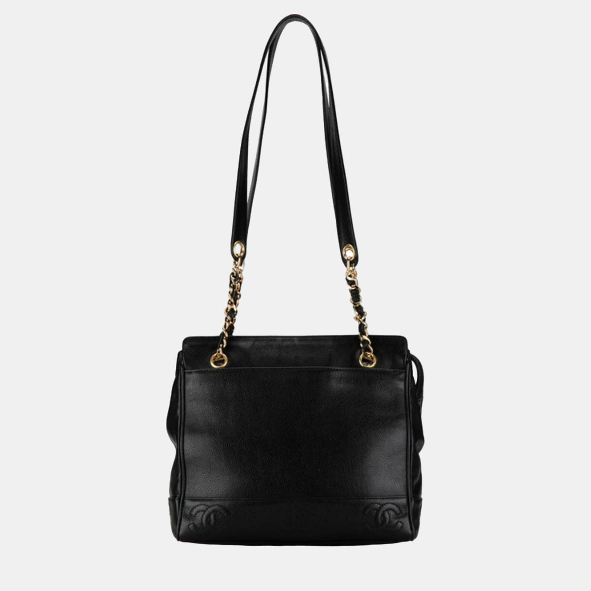 Chanel Black Caviar Medium Vintage Stitched Triple CC Shoulder Bag