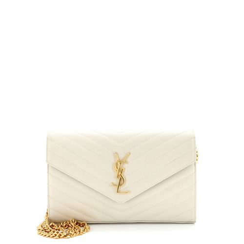 Classic Monogram Wallet on Chain Matelasse Chevron Leather Medium