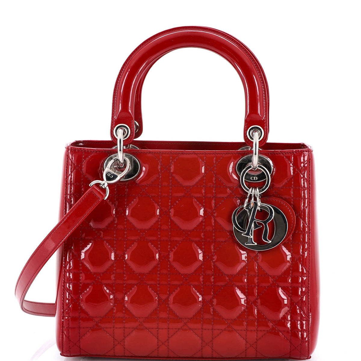 Christian Dior Lady Dior Bag Cannage Quilt Patent Medium