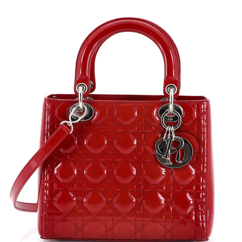 Lady Dior Bag Cannage Quilt Patent Medium