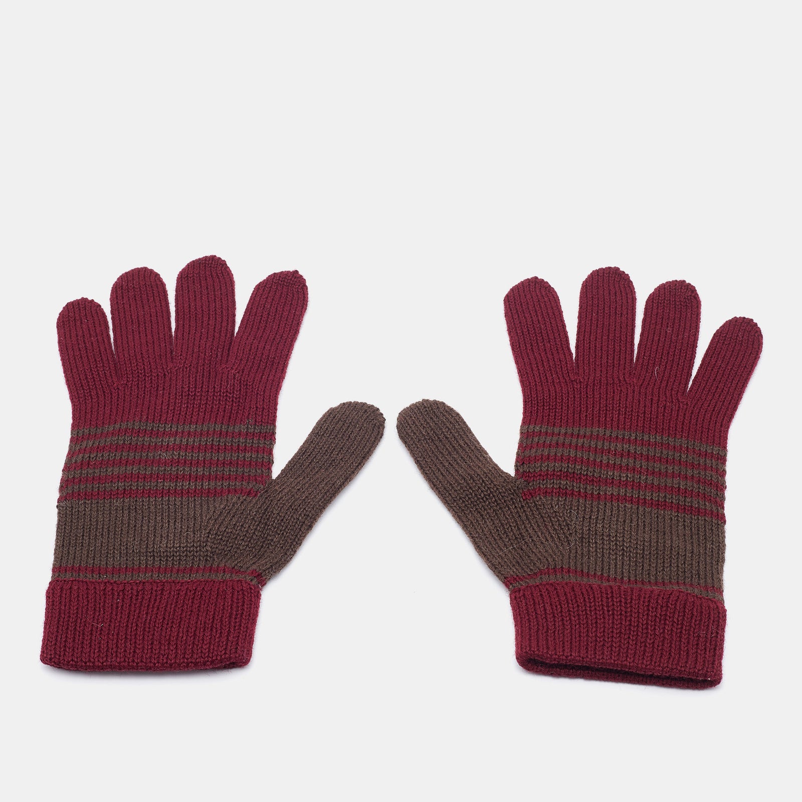 Emporio Armani Burgundy & Beige Wool Gloves