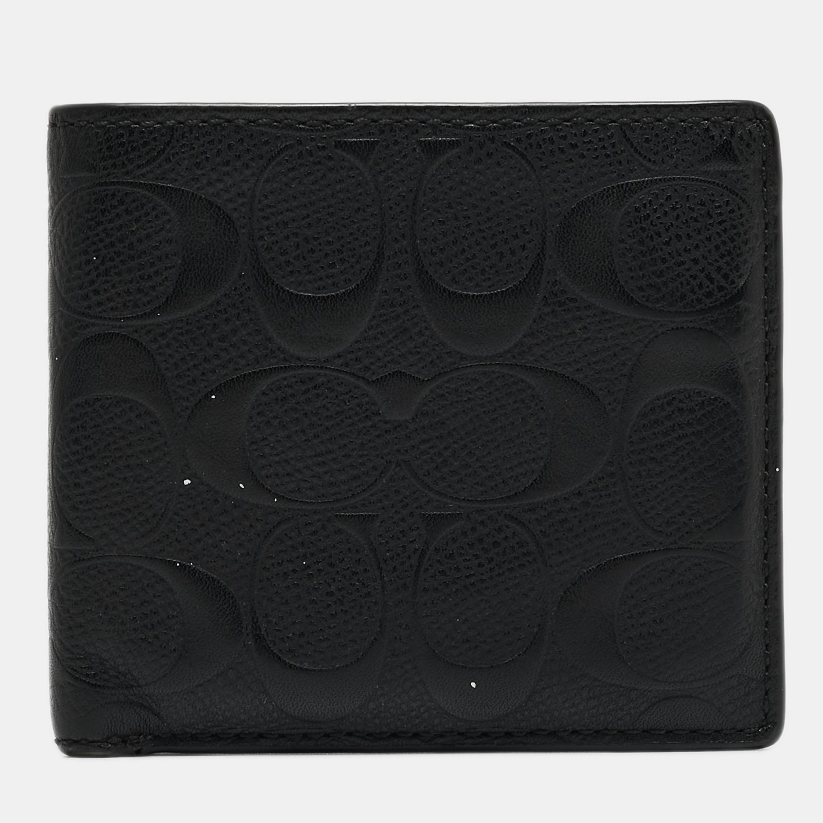 Coach Black Signature Embossed Leather Bifold Wallet