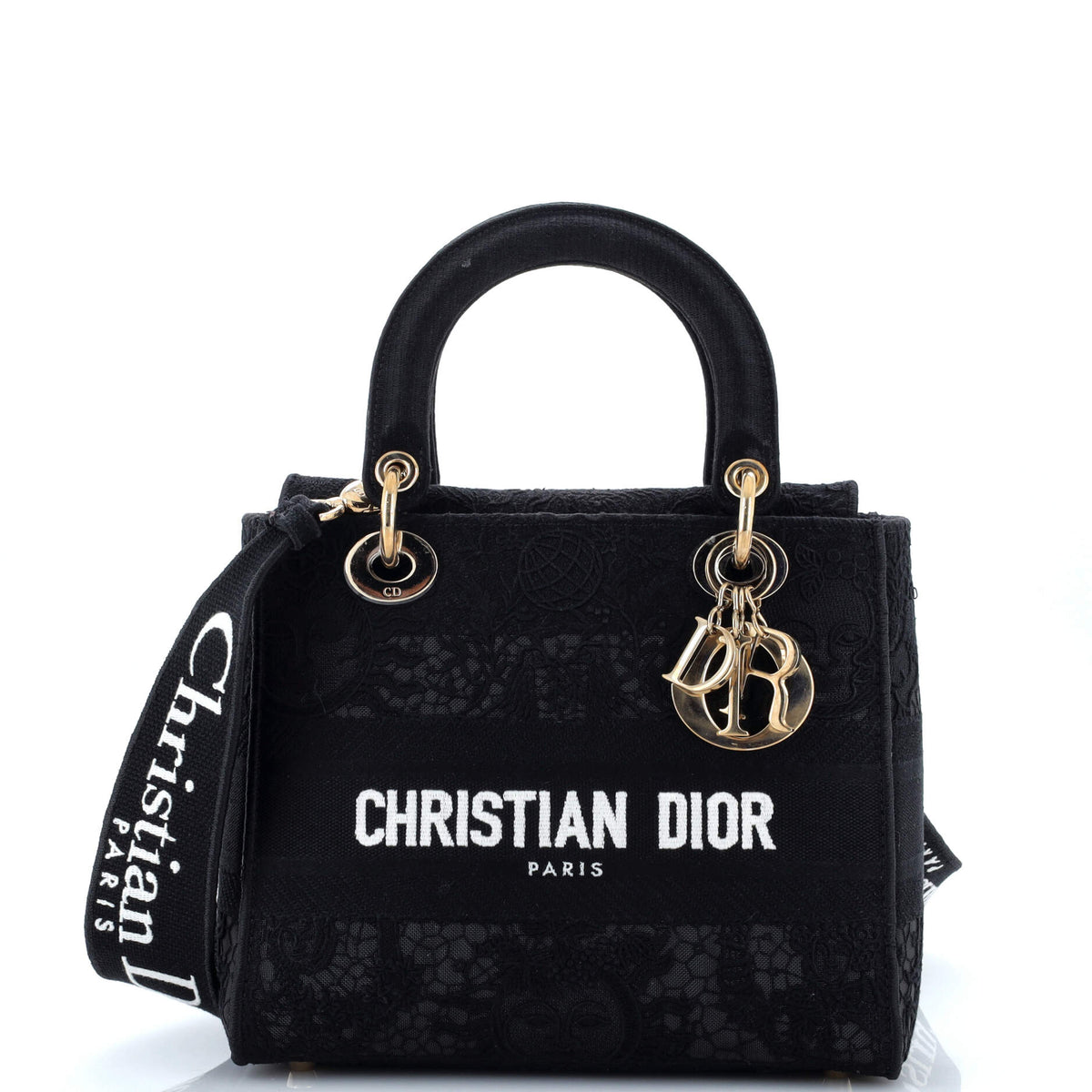 Christian Dior Lady D-Lite Bag Embroidery with Macrame Effect Medium