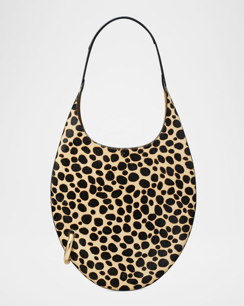 Pierced Cheetah-Print Calf Hair Shoulder Bag