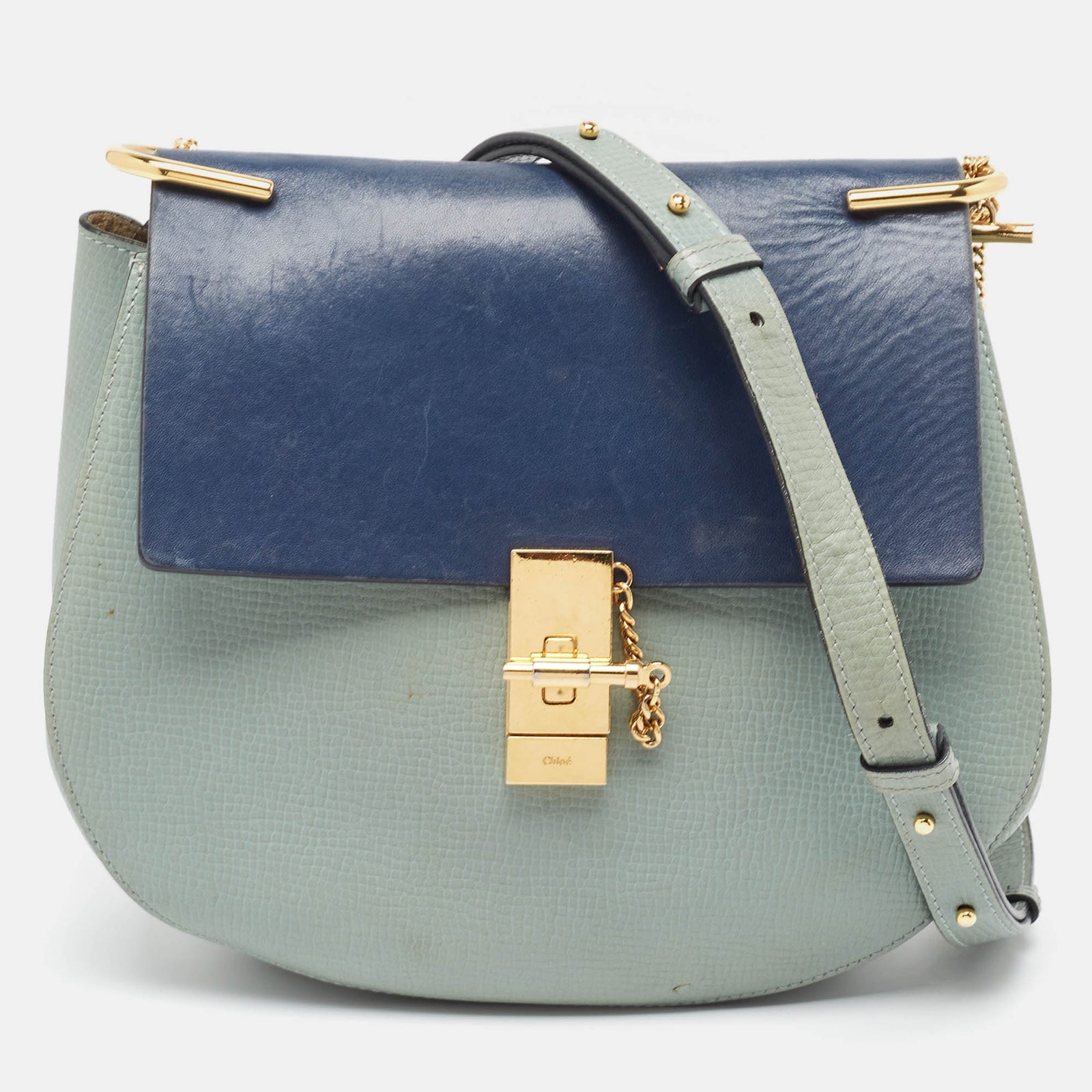 Chloe Two Tone Leather Large Drew Shoulder Bag