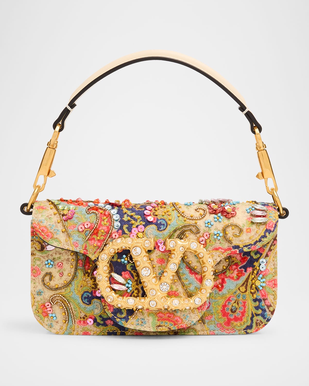 Valentino Loco Small VLOGO Paisley Embellished Shoulder Bag