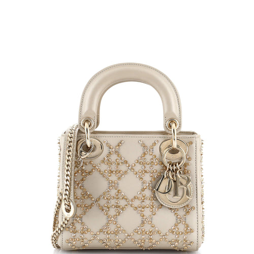Lady Dior Chain Bag Crystal Embellished Cannage Quilt Leather Mini