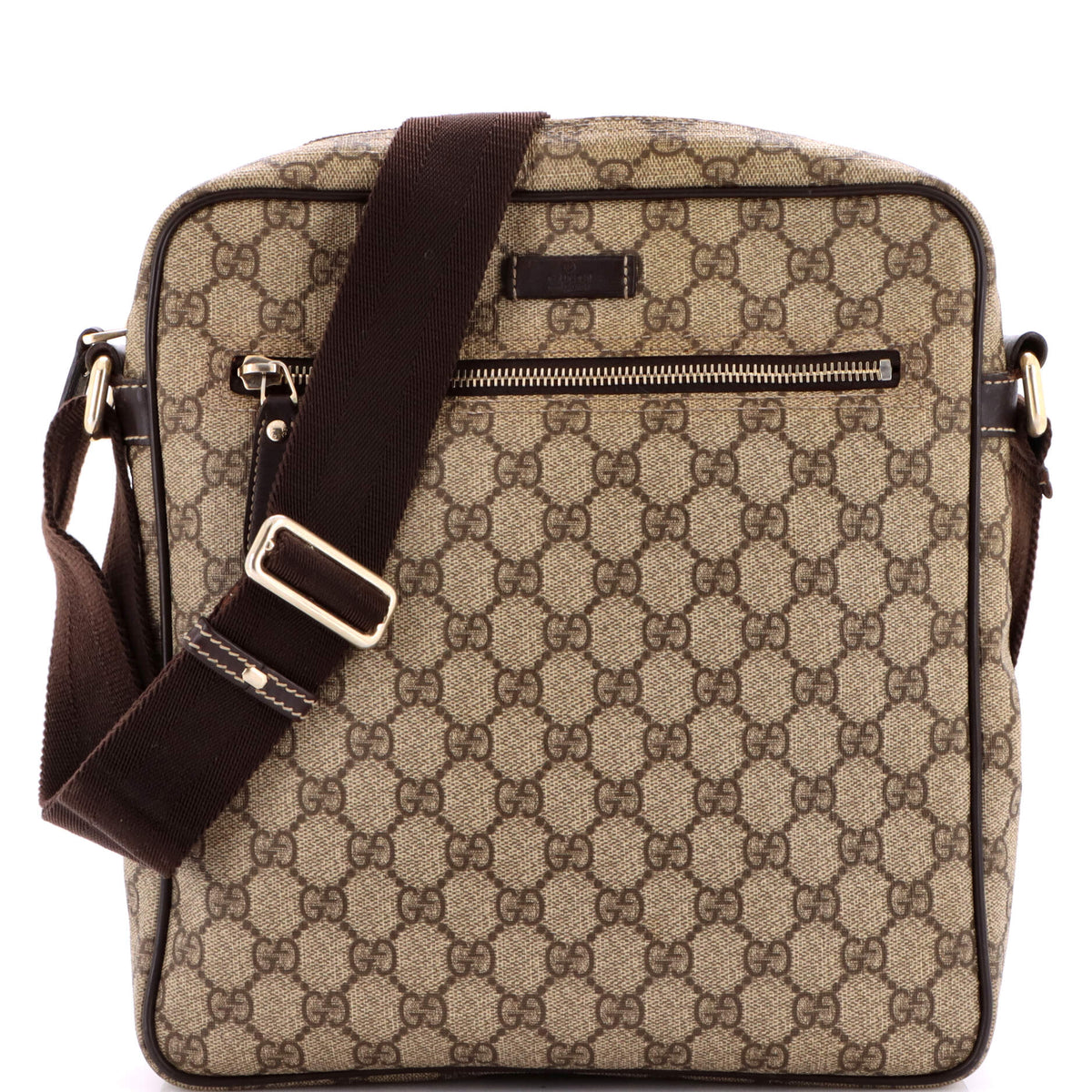 Gucci GUCCI Front Zip Messenger GG Coated Canvas Medium