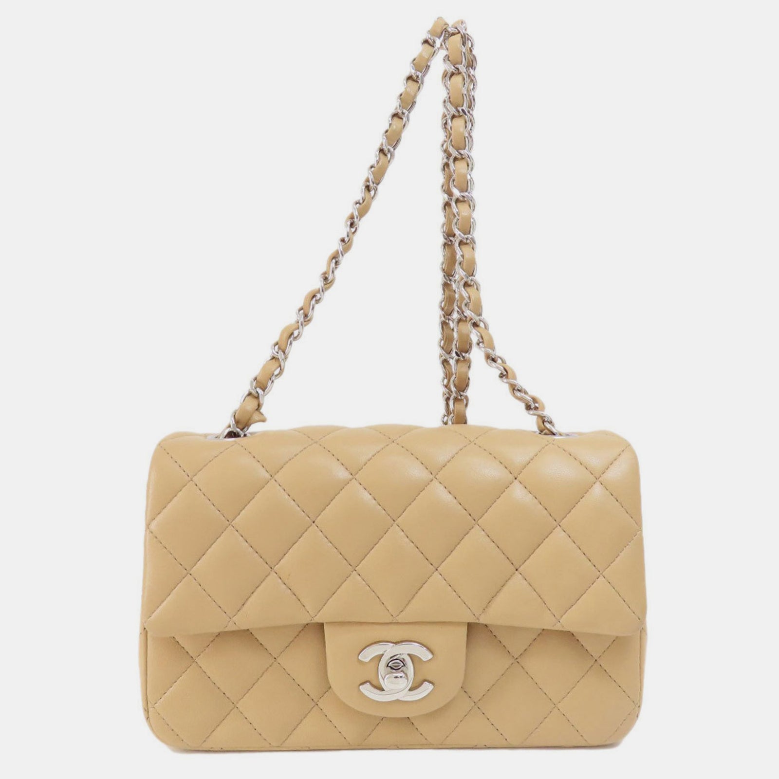 Chanel Mini sacs à bandoulière classiques à rabat en cuir beige