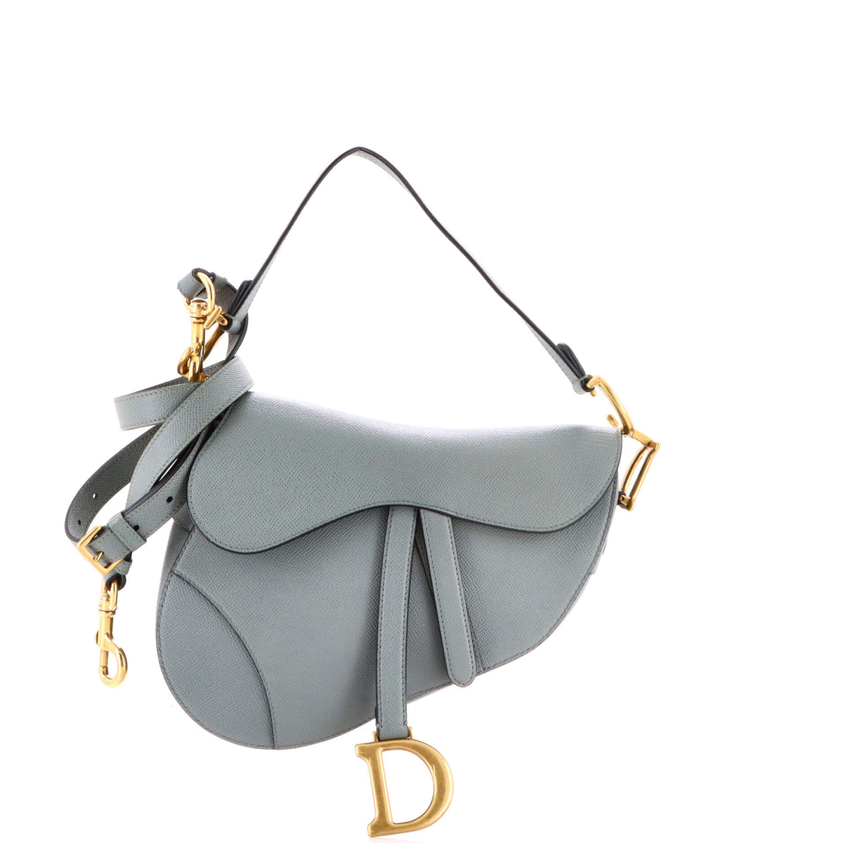 Christian Dior Saddle Handbag with Strap Leather Medium