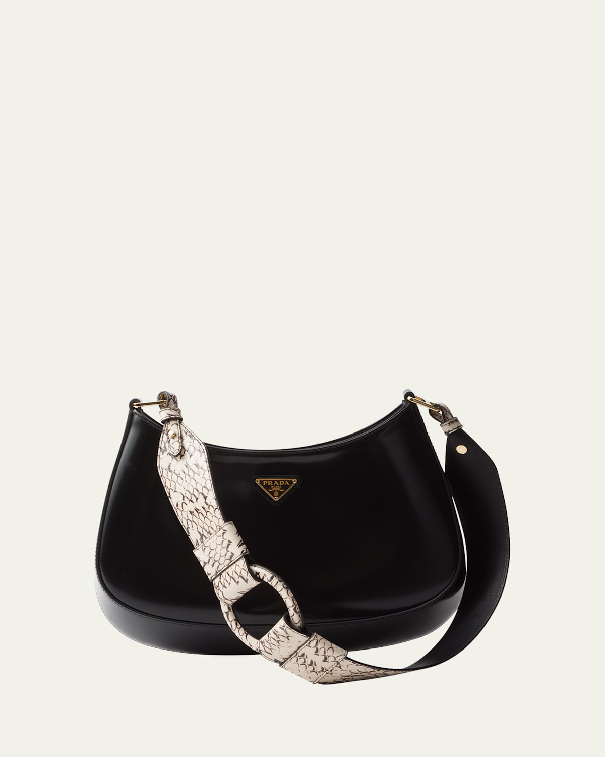 Prada Cleo Snakeskin Leather Shoulder Bag