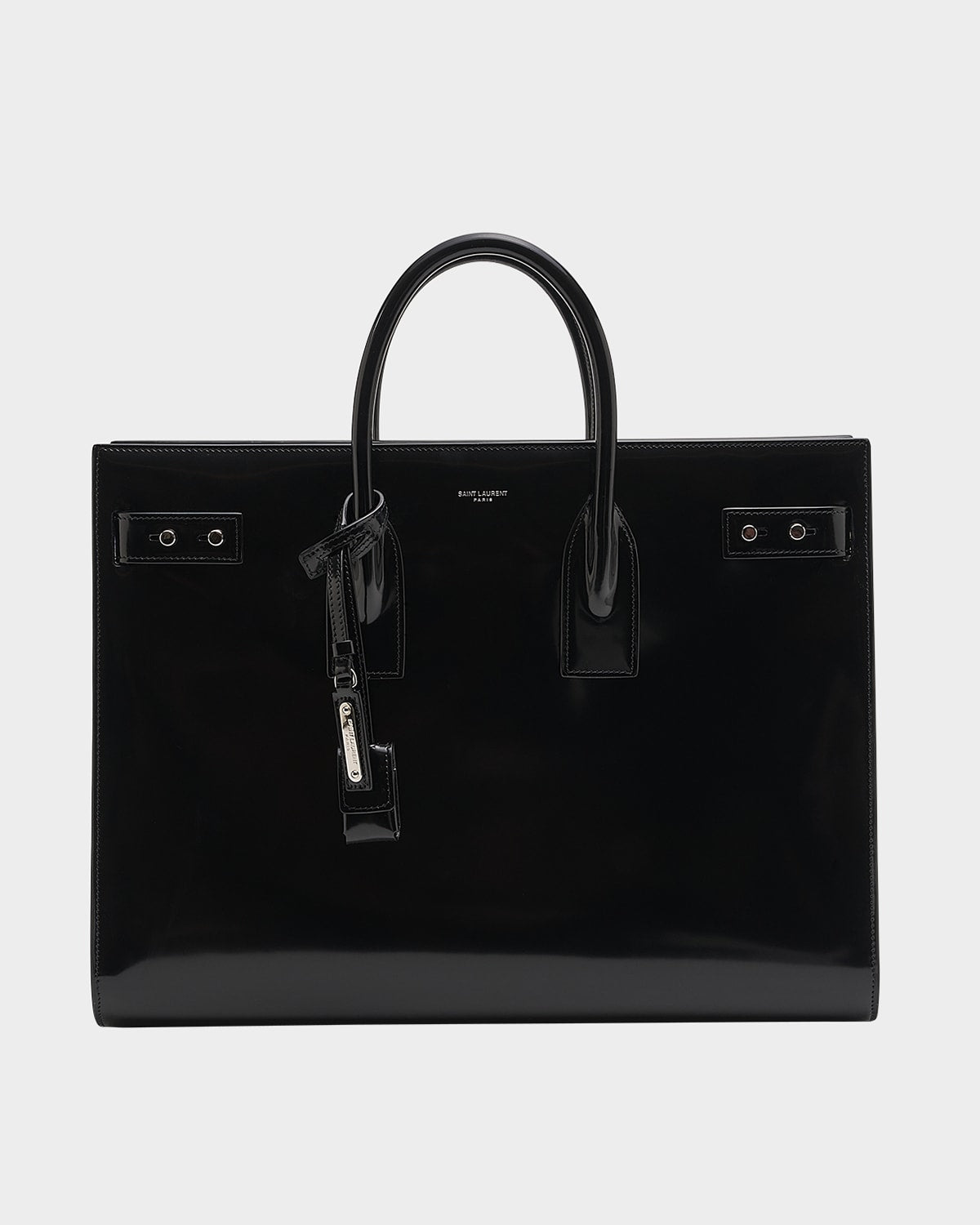 Saint Laurent Men's Thin Large Patent Leather Tote Bag