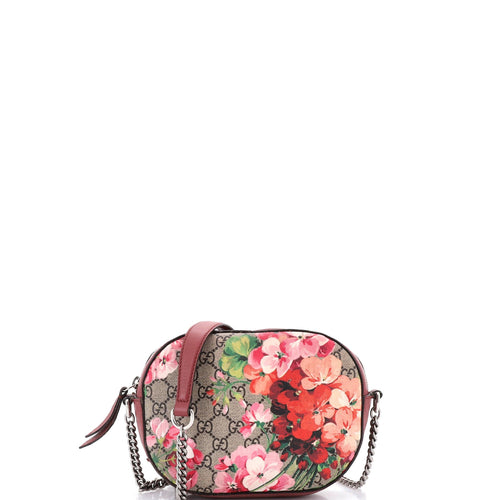 GUCCI Chain Crossbody Bag Blooms Print GG Coated Canvas Mini