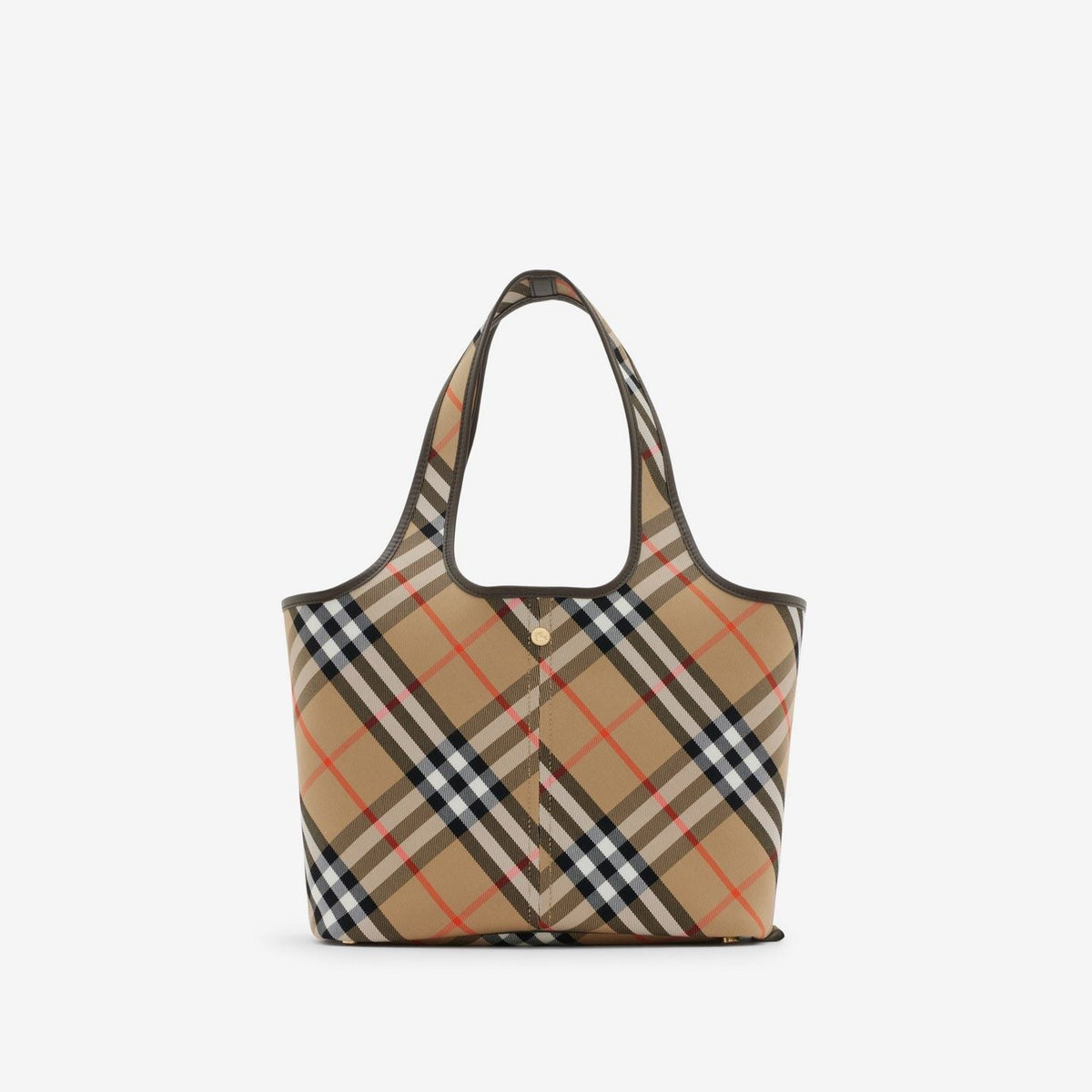 Burberry Women's Check Pattern Small Tote Bag in Beige | 8094685159199