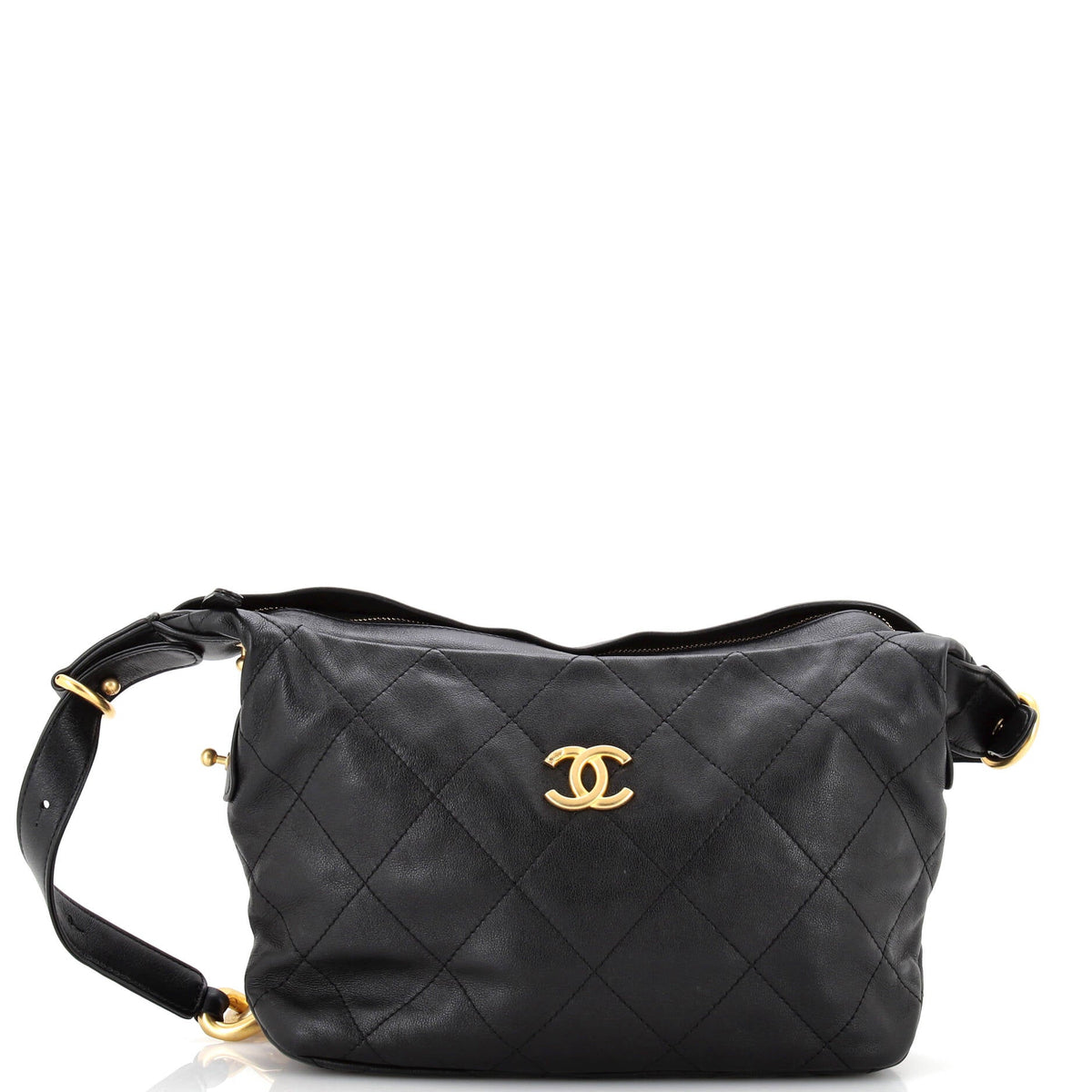 Chanel CHANEL Daily Belted Chain Handle Hobo Quilted Calfskin Small