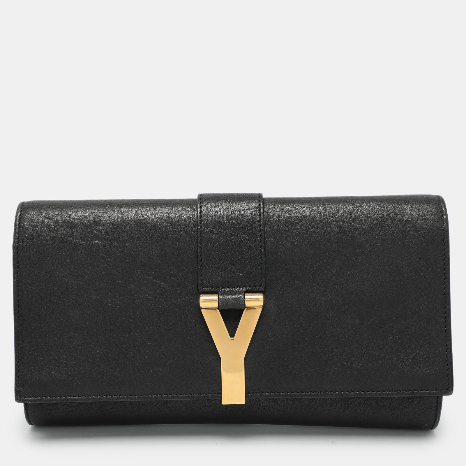 Yves Saint Laurent Black Leather Y Line Clutch