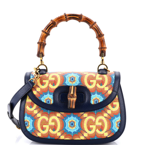 GUCCI Bamboo 1947 Top Handle Bag Kaleidoscope Print GG Coated Canvas Medium