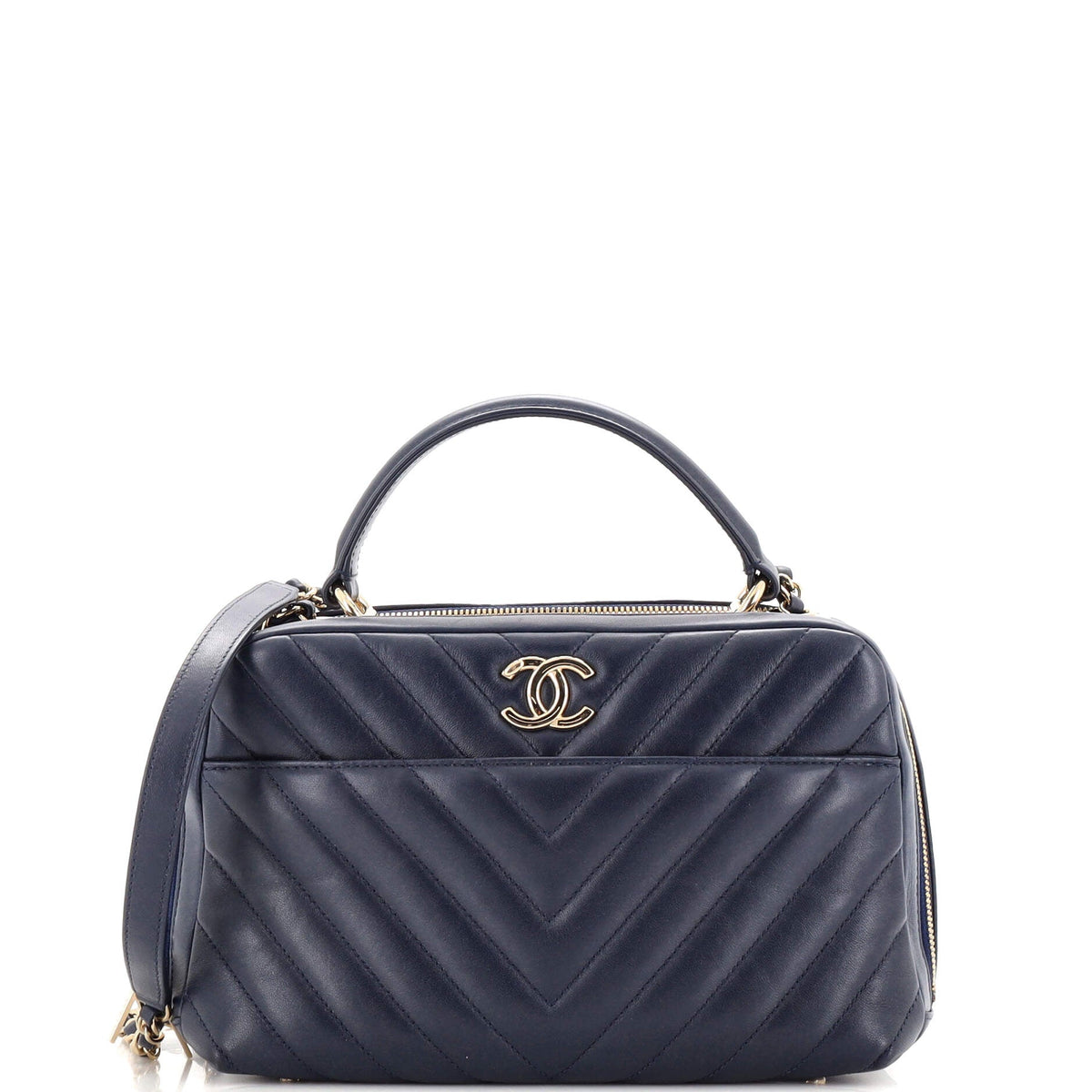 Chanel CHANEL Trendy CC Bowling Bag Chevron Lambskin Medium