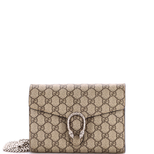 GUCCI Dionysus Chain Wallet GG Coated Canvas Small