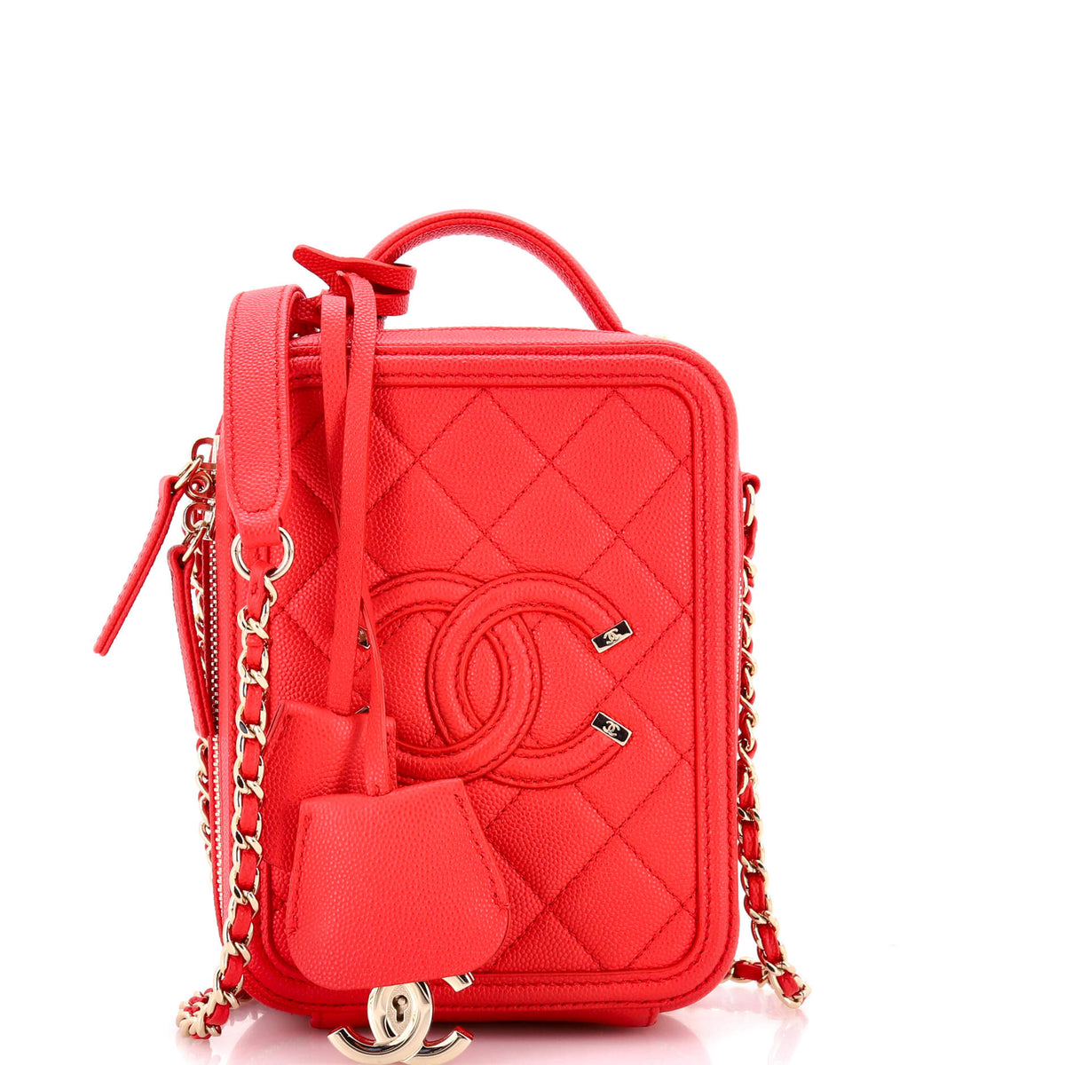Chanel CHANEL Filigree Vertical Vanity Case Quilted Caviar