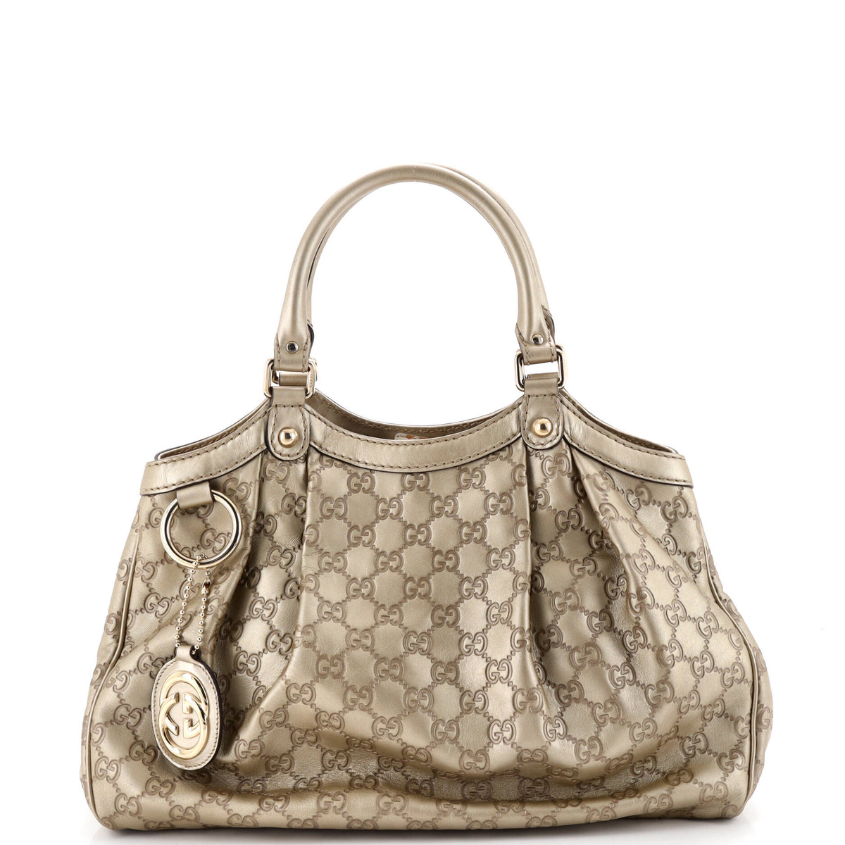 Gucci GUCCI Sukey Tote GG Canvas with Leather Medium