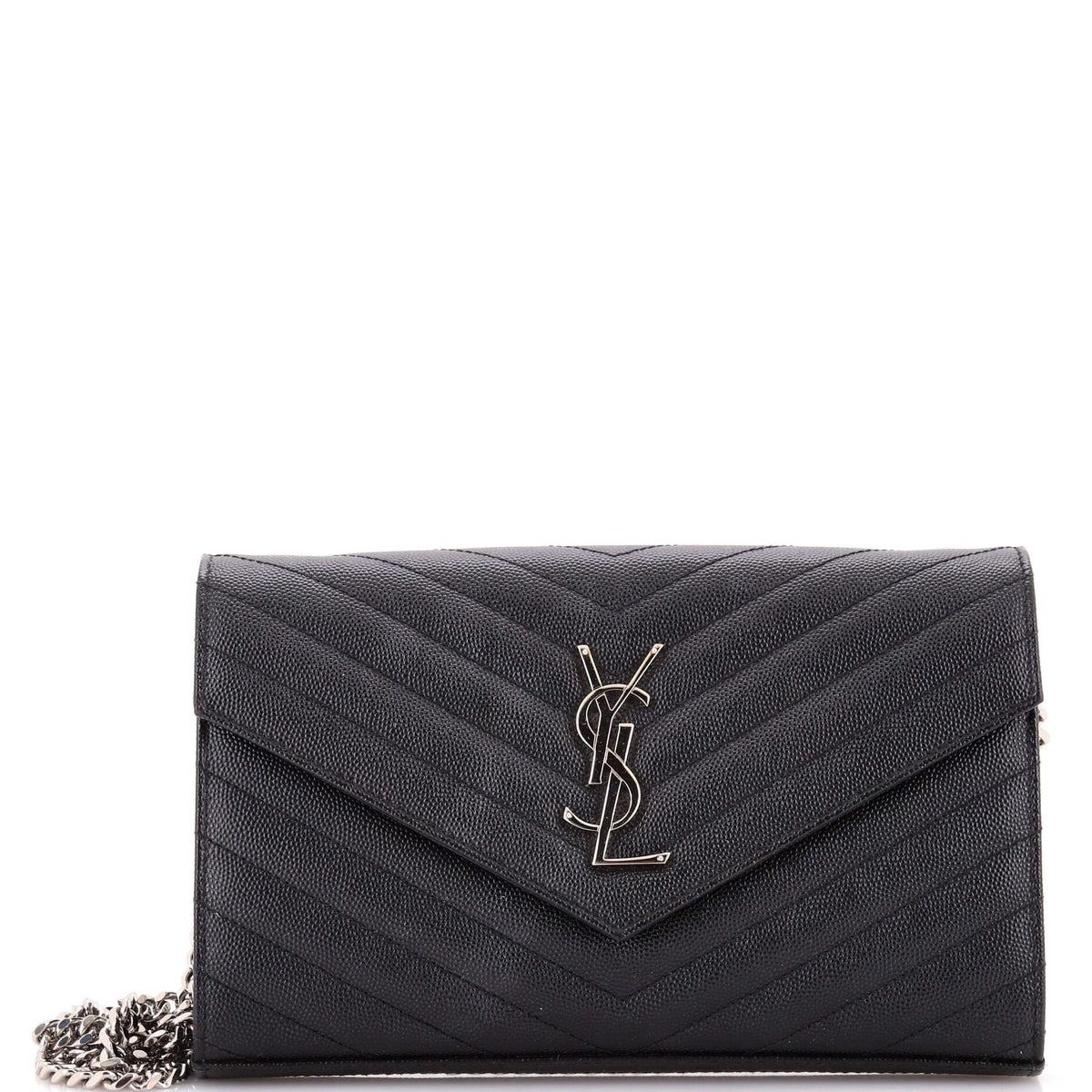 Saint Laurent Classic Monogram Wallet on Chain Matelasse Chevron Leather Medium
