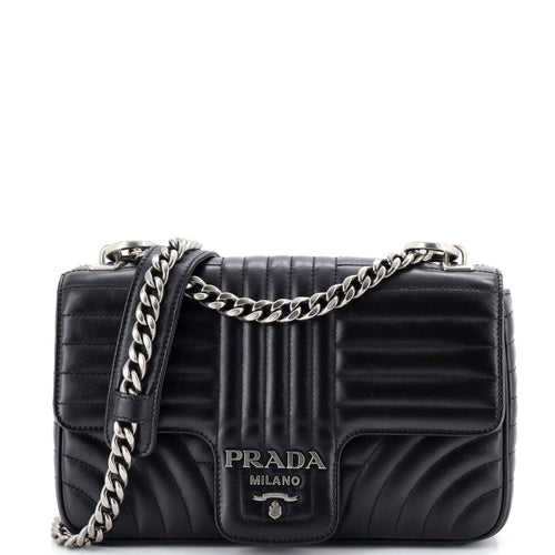PRADA Chain Flap Shoulder Bag Diagramme Quilted Leather Medium