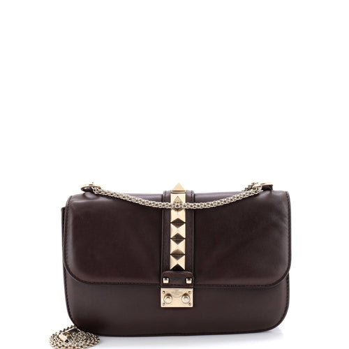 VALENTINO GARAVANI Glam Lock Shoulder Bag Leather Medium