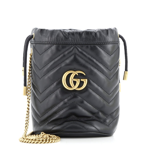 GUCCI GG Marmont Bucket Bag Matelasse Leather Mini